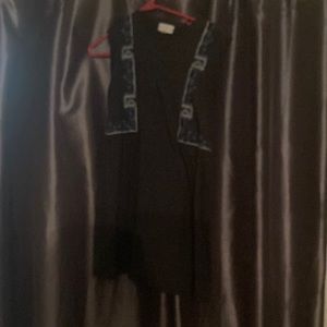 Grey, blue and white sweater dress